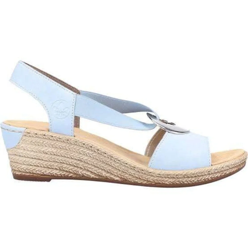 Rieker Women's H6 Wedge Heeled Ankle Strap Wedge Sandals, Aqua, Size EU 41/US 10